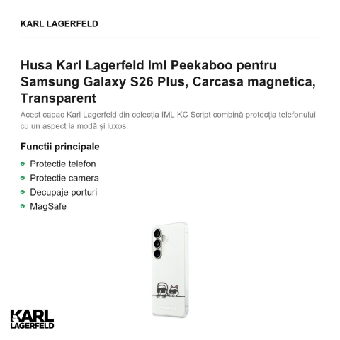 Husa Karl Lagerfeld Iml Peekaboo pentru Samsung Galaxy S26 Plus, Carcasa magnetica, Transparent [1]