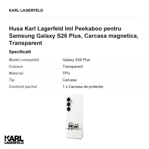 Husa Karl Lagerfeld Iml Peekaboo pentru Samsung Galaxy S26 Plus, Carcasa magnetica, Transparent [2]