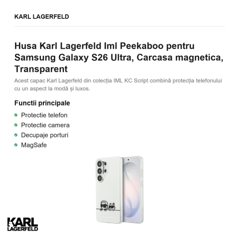 Husa Karl Lagerfeld Iml Peekaboo pentru Samsung Galaxy S26 Ultra, Carcasa magnetica, Transparent [1]