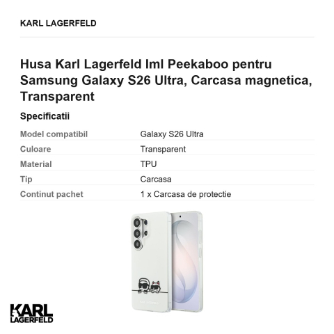 Husa Karl Lagerfeld Iml Peekaboo pentru Samsung Galaxy S26 Ultra, Carcasa magnetica, Transparent [2]