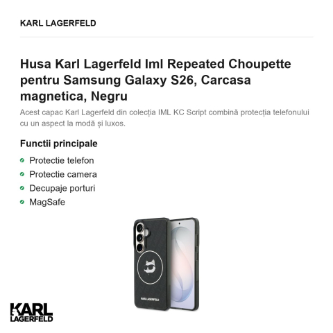 Husa Karl Lagerfeld Iml Repeated Choupette pentru Samsung Galaxy S26, Carcasa magnetica, Negru [1]