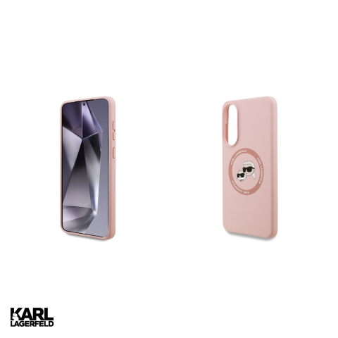 Husa Karl Lagerfeld Magnetic Silicone Double pentru Samsung Galaxy S25 Edge, Carcasa, Roz [4]