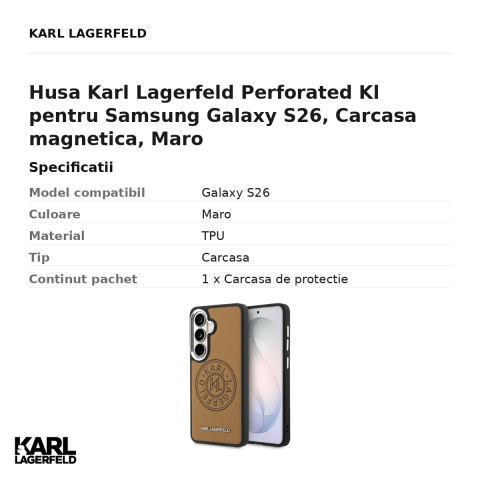 Husa Karl Lagerfeld Perforated Kl pentru Samsung Galaxy S26, Carcasa magnetica, Maro [2]