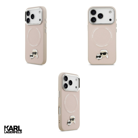 Husa Karl Lagerfeld PU Karl&Choupette heads pentru iPhone 17 Pro, Carcasa magnetica, Bej [3]