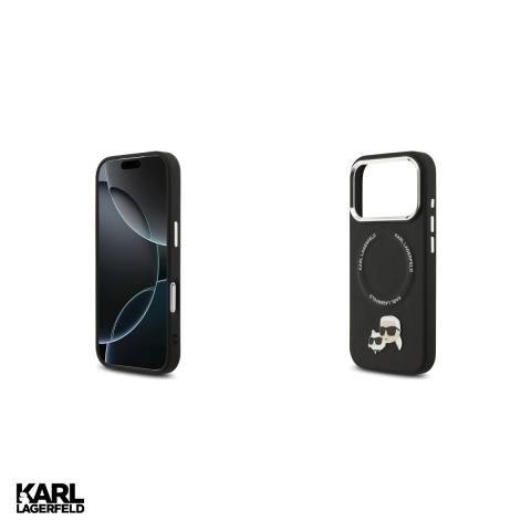 Husa Karl Lagerfeld PU Karl&Choupette heads pentru iPhone 17 Pro, Carcasa magnetica, Negru [4]