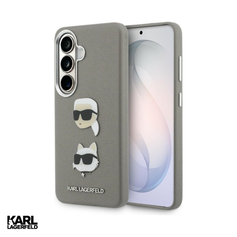 Huse si protectii pentru Samsung Galaxy S26 - Husa Karl Lagerfeld Saffiano Double Heads pentru Samsung Galaxy S26, Carcasa magnetica, Argintiu