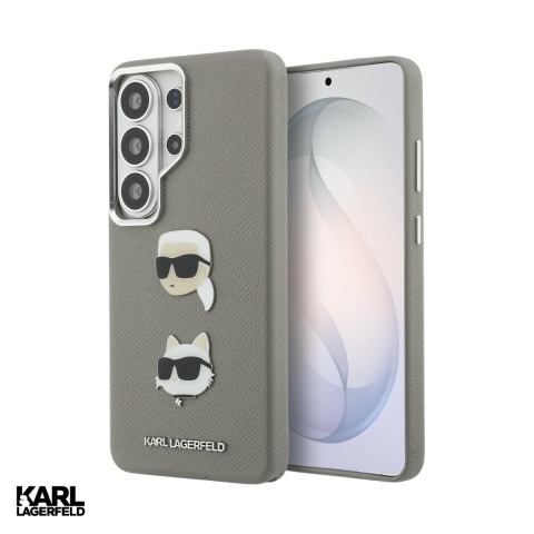 Huse si protectii pentru Samsung Galaxy S26 Ultra - Husa Karl Lagerfeld Saffiano Double Heads pentru Samsung Galaxy S26 Ultra, Carcasa magnetica, Argintiu