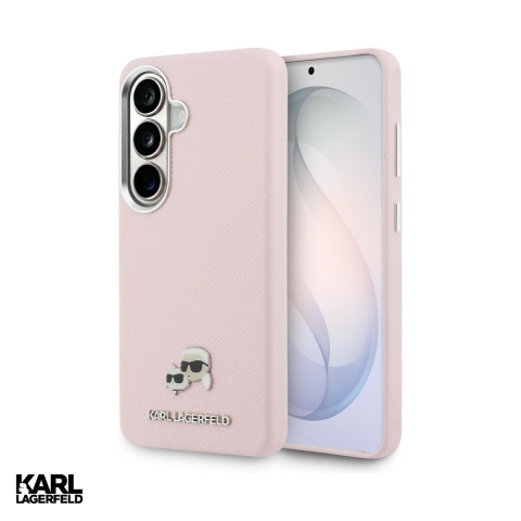 Huse si protectii pentru Samsung Galaxy S26 - Husa Karl Lagerfeld Saffiano Kc Metal Logo pentru Samsung Galaxy S26, Carcasa magnetica, Roz