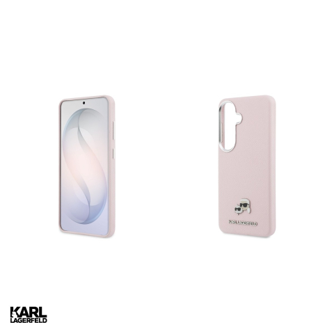 Husa Karl Lagerfeld Saffiano Kc Metal Logo pentru Samsung Galaxy S26 Plus, Carcasa magnetica, Roz [4]