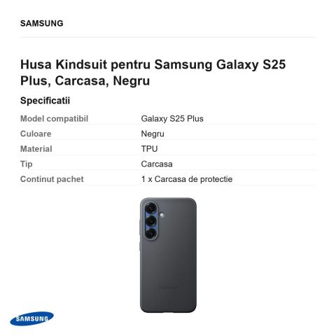 Husa Kindsuit pentru Samsung Galaxy S25 Plus, Carcasa, Negru [2]