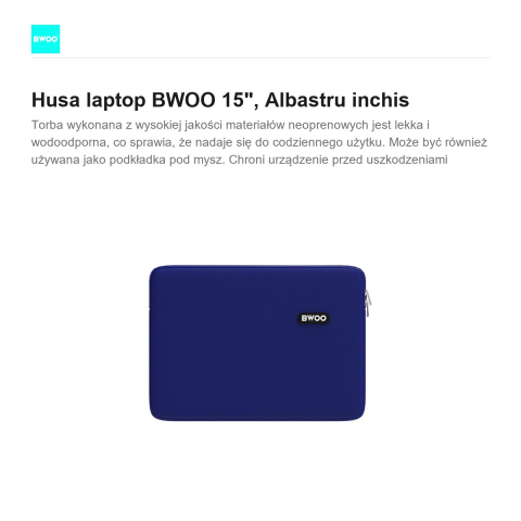 Husa laptop BWOO 15", Albastru inchis [1]
