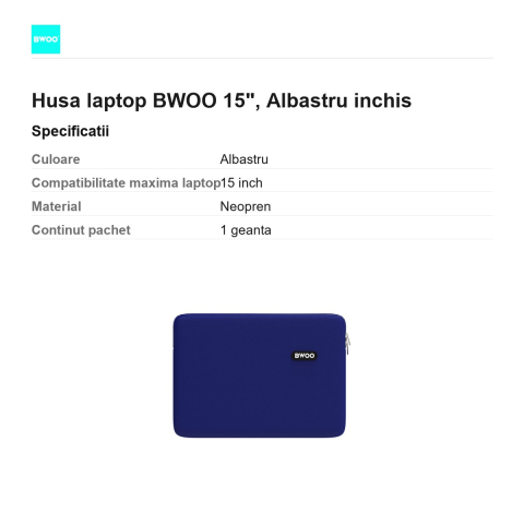 Husa laptop BWOO 15", Albastru inchis [2]