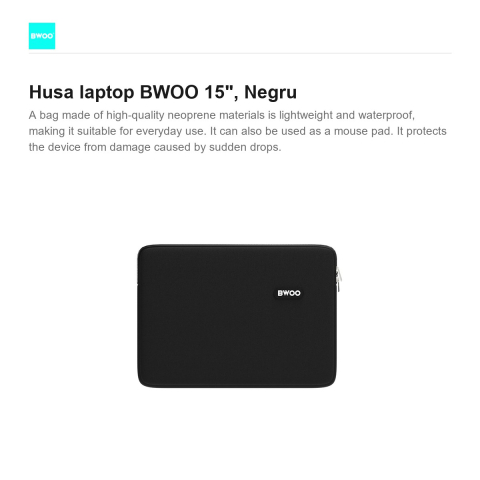Husa laptop BWOO 15", Negru [1]