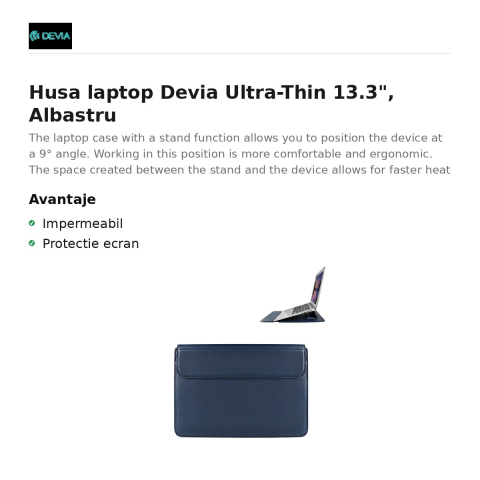 Husa laptop Devia Ultra-Thin 13.3", Albastru [1]