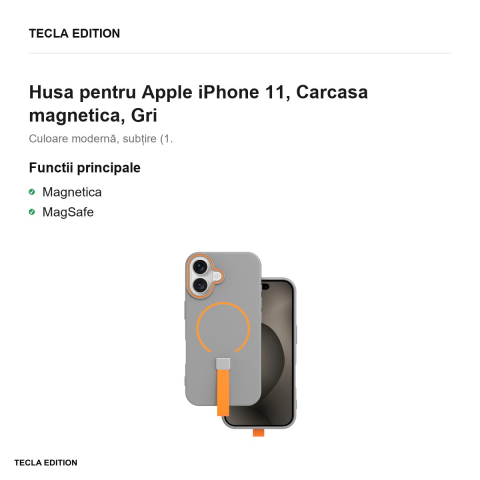 Husa Loop Thin Mag pentru Apple iPhone 11, Carcasa magnetica, Gri [1]
