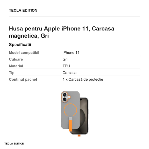 Husa Loop Thin Mag pentru Apple iPhone 11, Carcasa magnetica, Gri [2]