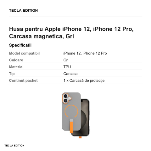 Husa Loop Thin Mag pentru Apple iPhone 12, iPhone 12 Pro, Carcasa magnetica, Gri [2]