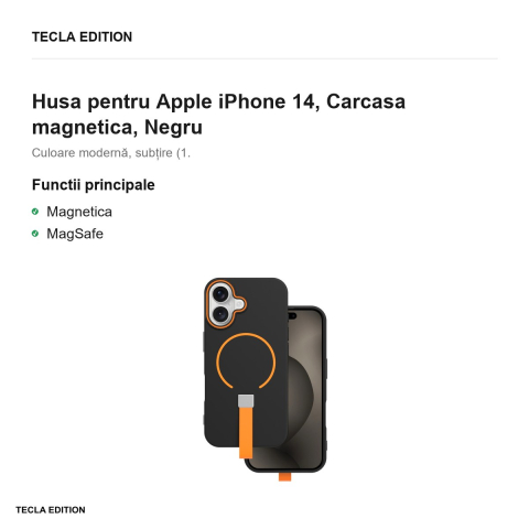 Husa Loop Thin Mag pentru Apple iPhone 14, Carcasa magnetica, Negru [1]