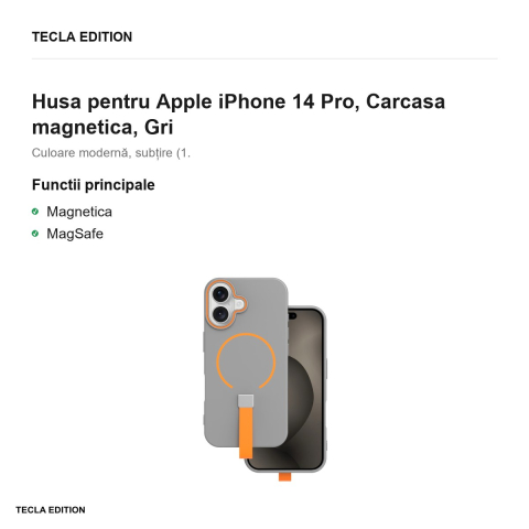 Husa Loop Thin Mag pentru Apple iPhone 14 Pro, Carcasa magnetica, Gri [1]