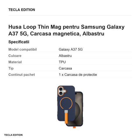 Husa Loop Thin Mag pentru Samsung Galaxy A37 5G, Carcasa magnetica, Albastru [2]