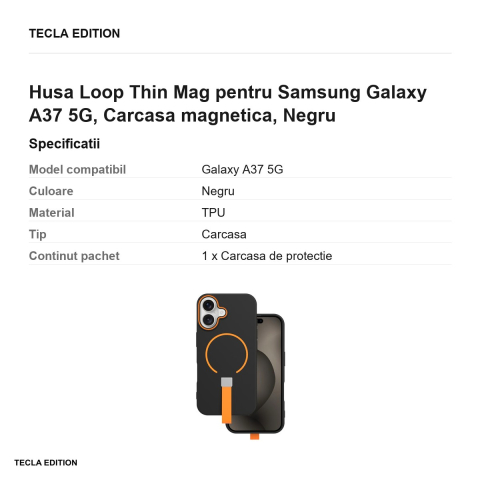 Husa Loop Thin Mag pentru Samsung Galaxy A37 5G, Carcasa magnetica, Negru [2]