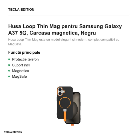 Husa Loop Thin Mag pentru Samsung Galaxy A37 5G, Carcasa magnetica, Negru [1]