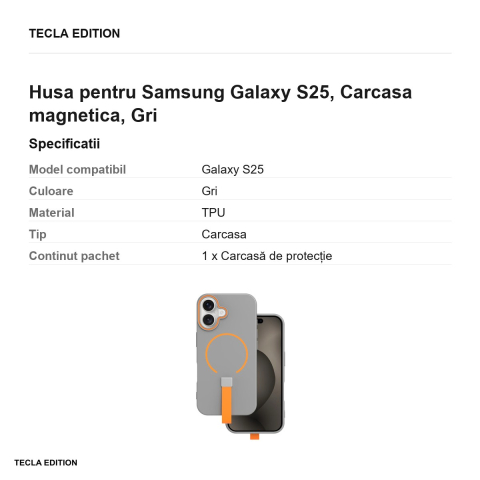 Husa Loop Thin Mag pentru Samsung Galaxy S25, Carcasa magnetica, Gri [2]