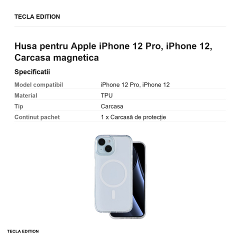 Husa Lowkey Mag pentru Apple iPhone 12 Pro, iPhone 12, Carcasa magnetica, Alb [2]