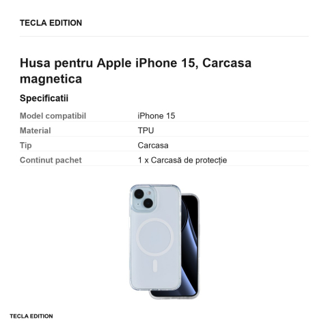 Husa Lowkey Mag pentru Apple iPhone 15, Carcasa magnetica, Alb [2]