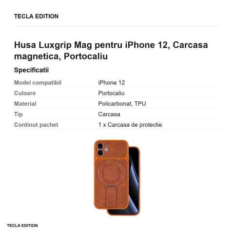 Husa Luxgrip Mag pentru iPhone 12, Carcasa magnetica, Portocaliu [2]
