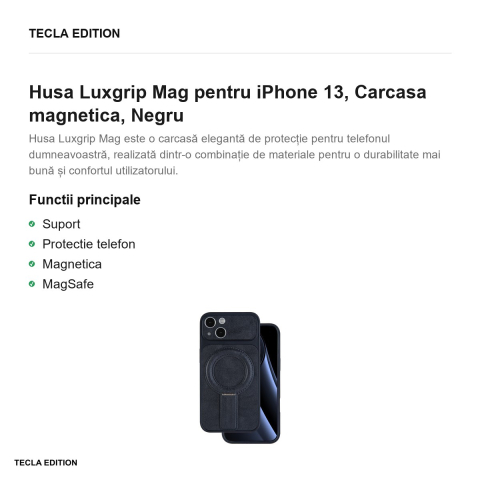 Husa Luxgrip Mag pentru iPhone 13, Carcasa magnetica, Negru [1]