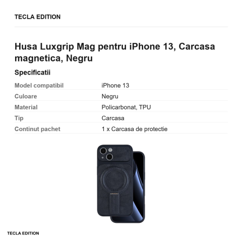 Husa Luxgrip Mag pentru iPhone 13, Carcasa magnetica, Negru [2]