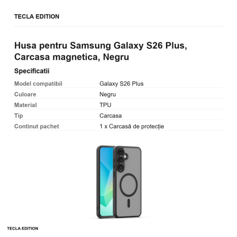 Husa Mag Matt camera pentru Samsung Galaxy S26 Plus, Carcasa magnetica, Negru [2]