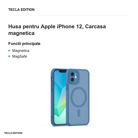 Husa Mag Matt pentru Apple iPhone 12, Carcasa magnetica, Albastru inchis [1]