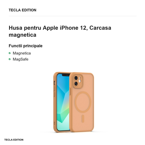 Husa Mag Matt pentru Apple iPhone 12, Carcasa magnetica, Maro [1]