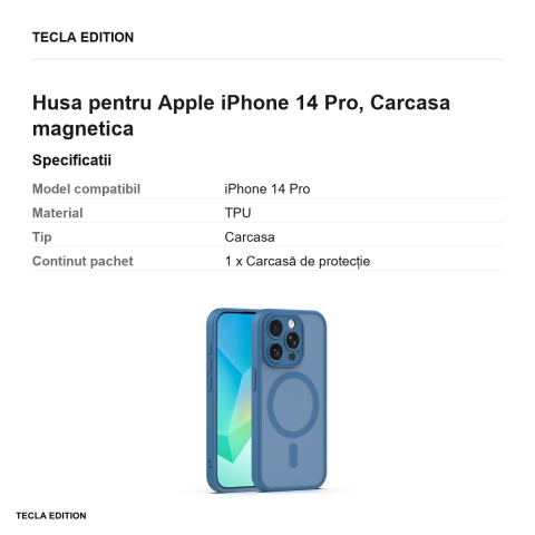 Husa Mag Matt pentru Apple iPhone 14 Pro, Carcasa magnetica, Albastru inchis [2]