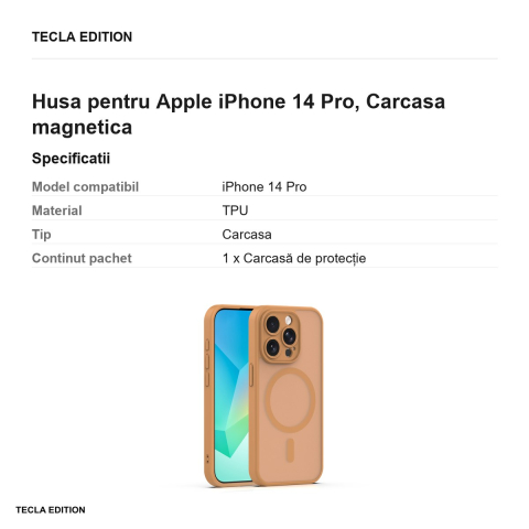 Husa Mag Matt pentru Apple iPhone 14 Pro, Carcasa magnetica, Maro [2]
