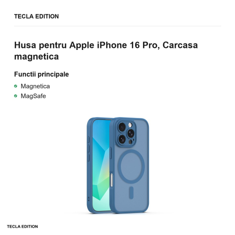 Husa Mag Matt pentru Apple iPhone 16 Pro, Carcasa magnetica, Albastru inchis [1]