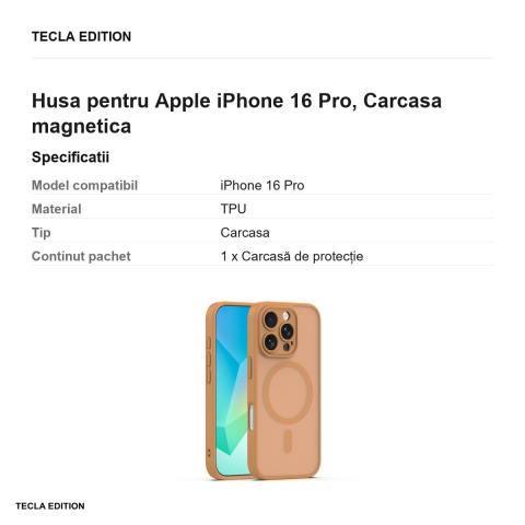 Husa Mag Matt pentru Apple iPhone 16 Pro, Carcasa magnetica, Maro [2]