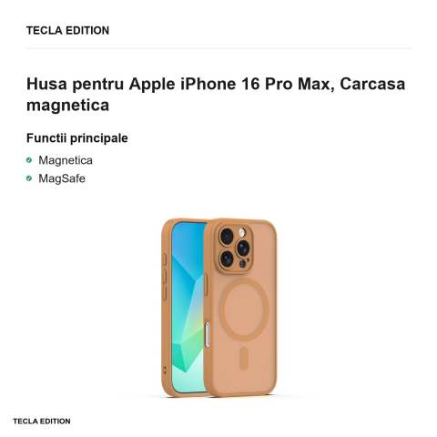 Husa Mag Matt pentru Apple iPhone 16 Pro Max, Carcasa magnetica, Maro [1]