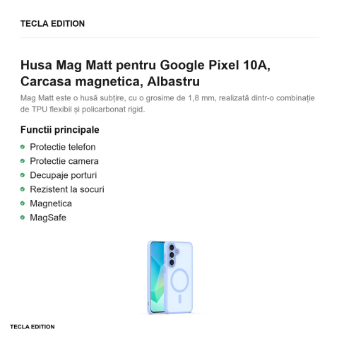 Husa Mag Matt pentru Google Pixel 10A, Carcasa magnetica, Albastru [1]