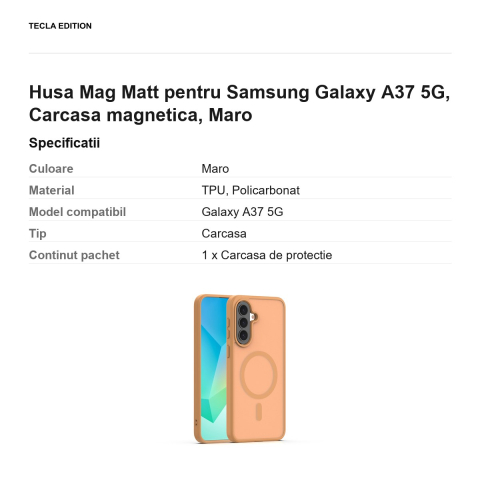 Husa Mag Matt pentru Samsung Galaxy A37 5G, Carcasa magnetica, Maro [2]