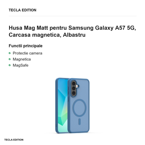 Husa Mag Matt pentru Samsung Galaxy A57 5G, Carcasa magnetica, Albastru [1]
