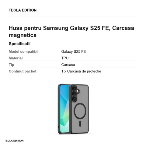 Husa Mag Matt pentru Samsung Galaxy S25 FE, Carcasa magnetica, Negru [2]