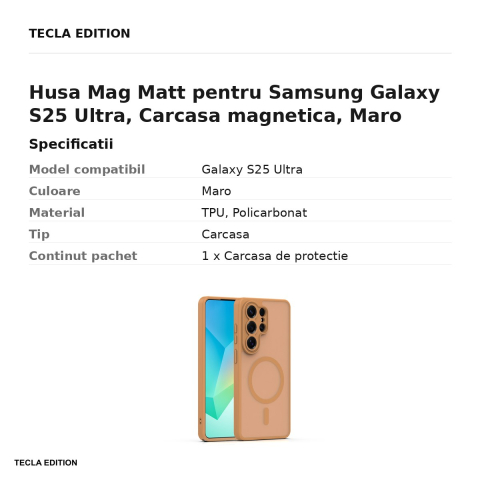 Husa Mag Matt pentru Samsung Galaxy S25 Ultra, Carcasa magnetica, Maro [2]