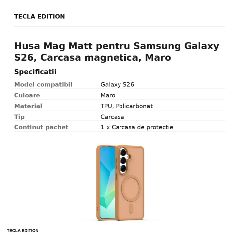 Husa Mag Matt pentru Samsung Galaxy S26, Carcasa magnetica, Maro [2]