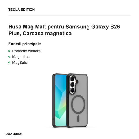 Husa Mag Matt pentru Samsung Galaxy S26 Plus, Carcasa magnetica, Negru [1]