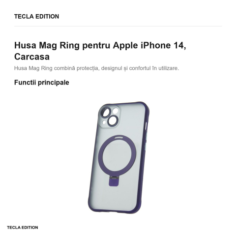 Husa Mag Ring pentru Apple iPhone 14, Carcasa, Violet [1]