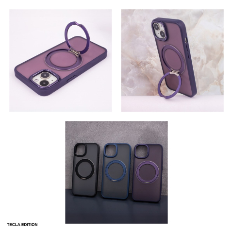 Husa Mag Ring Rotating pentru Apple iPhone 15 Pro, Carcasa magnetica, Mov [5]