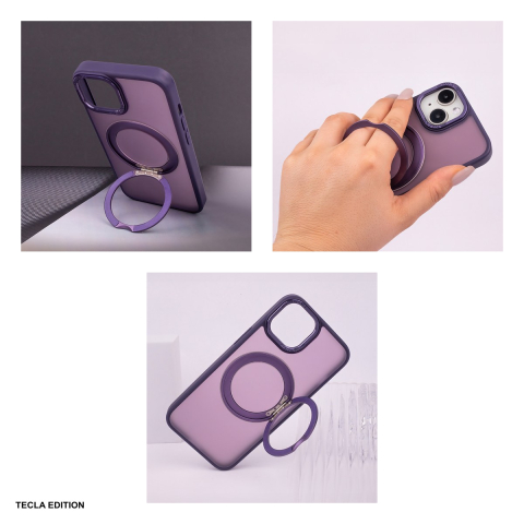 Husa Mag Ring Rotating pentru Apple iPhone 15 Pro, Carcasa magnetica, Mov [4]